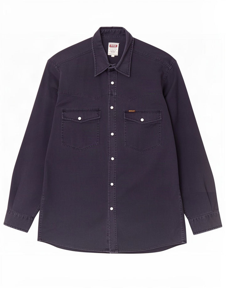 Camisa Rifle Hombre Grande Azul Marino Algodón