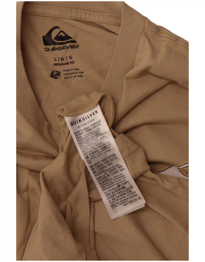 QUIKSILVER Camiseta gráfica de ajuste regular para hombre Top grande de algodón beige