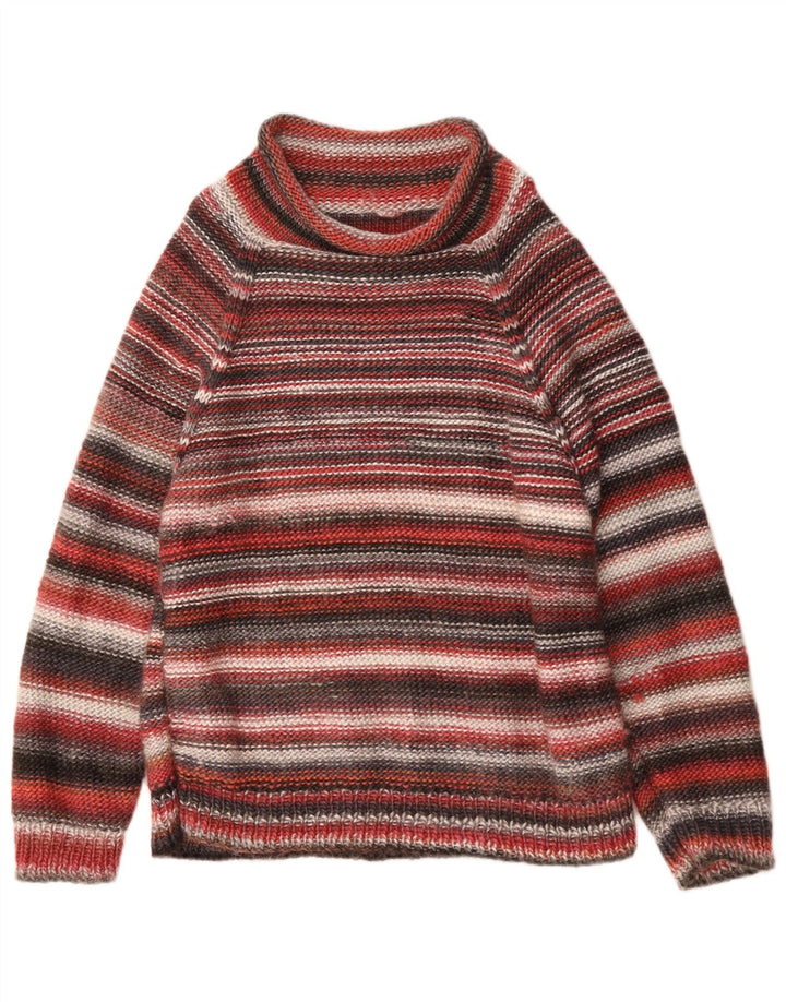 Vintage hombres tortuga cuello jumper suéter medio multicolor rayas