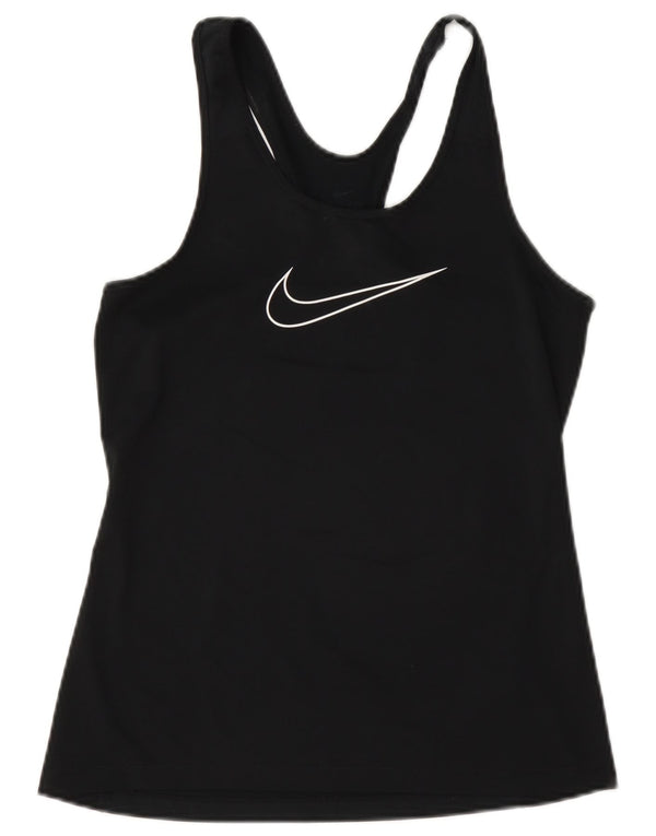 Nike Dri Fit Graphic Vest Top para mujer UK 10 Pequeño Poliéster negro