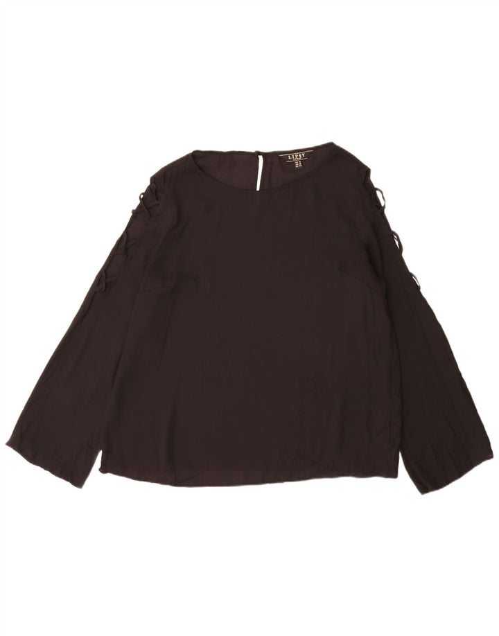 Lipsy Blusa de manga larga para mujer UK 46 Large Poliéster negro