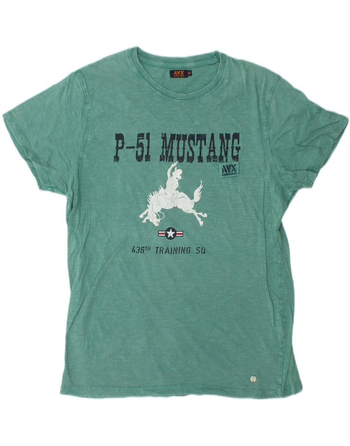 AVIREX Camiseta gráfica para hombre Top Algodón verde medio