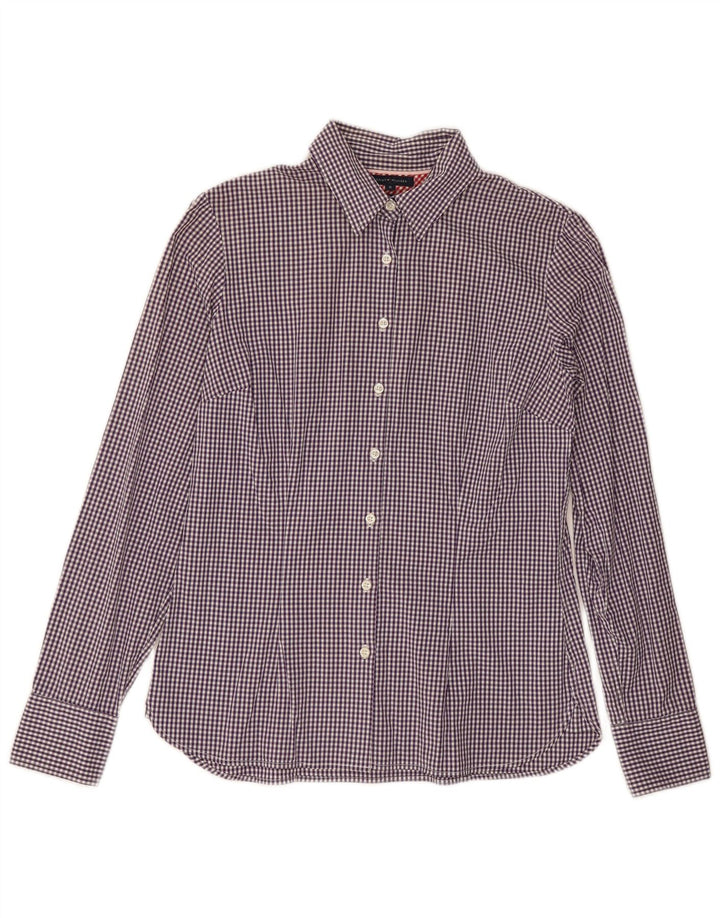 TOMMY HILFIGER Womens Shirt US 8 Medium Purple Gingham Cotton