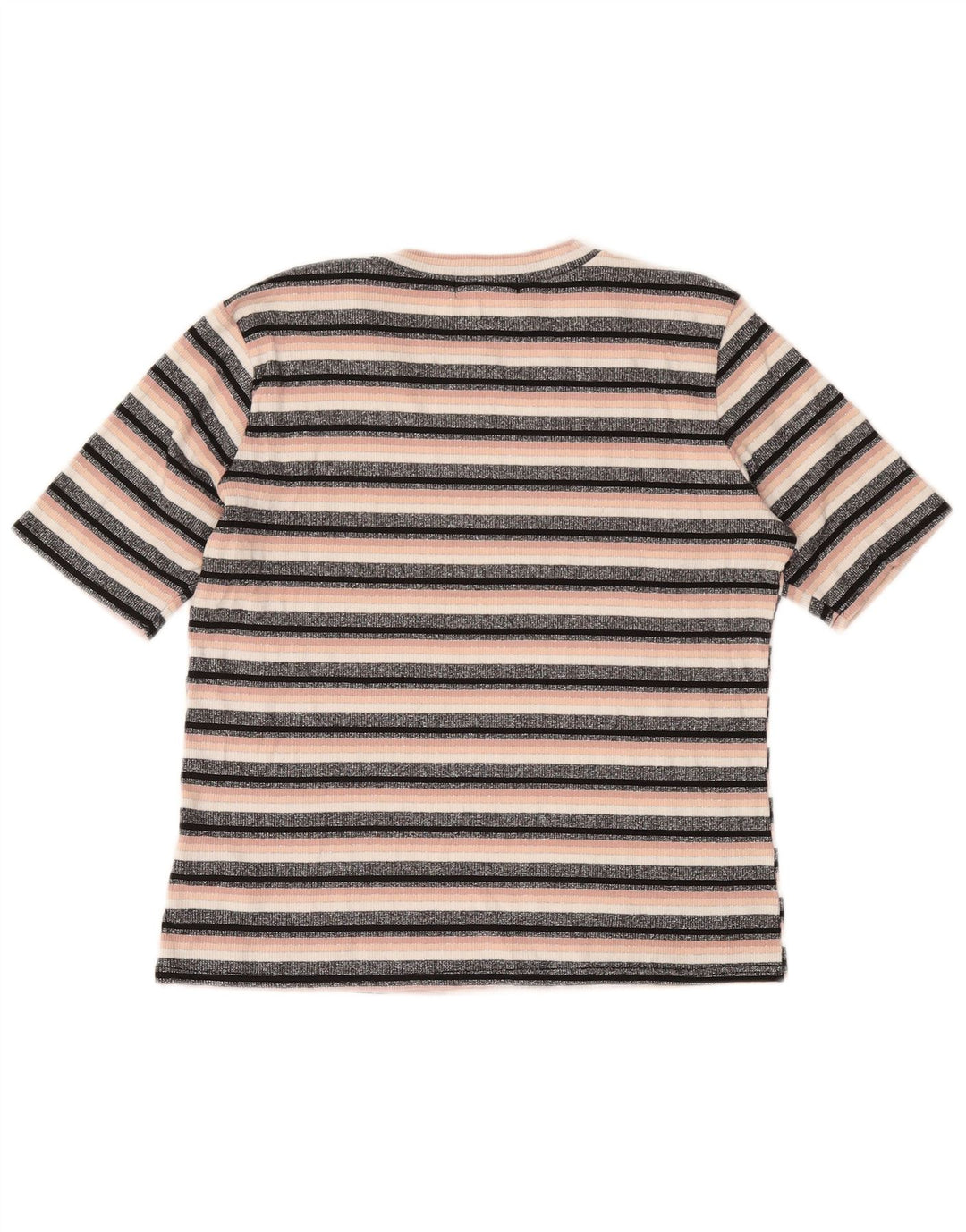 OASIS Camiseta corta para mujer UK 44 Grande Viscosa a rayas negras