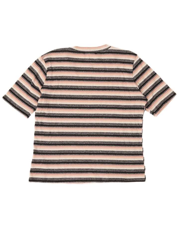 OASIS Camiseta corta para mujer UK 44 Grande Viscosa a rayas negras