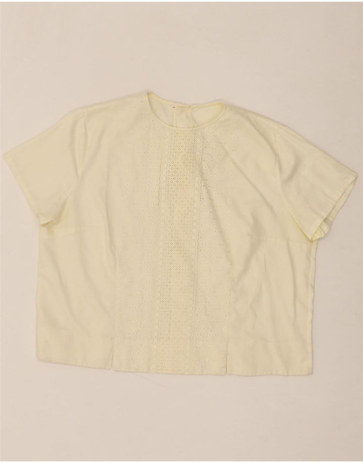 VINTAGE Womens Short Sleeve Blouse Top IT 46 Large Off White Vintage Vintage and Second-Hand Vintage from Messina Hembry 