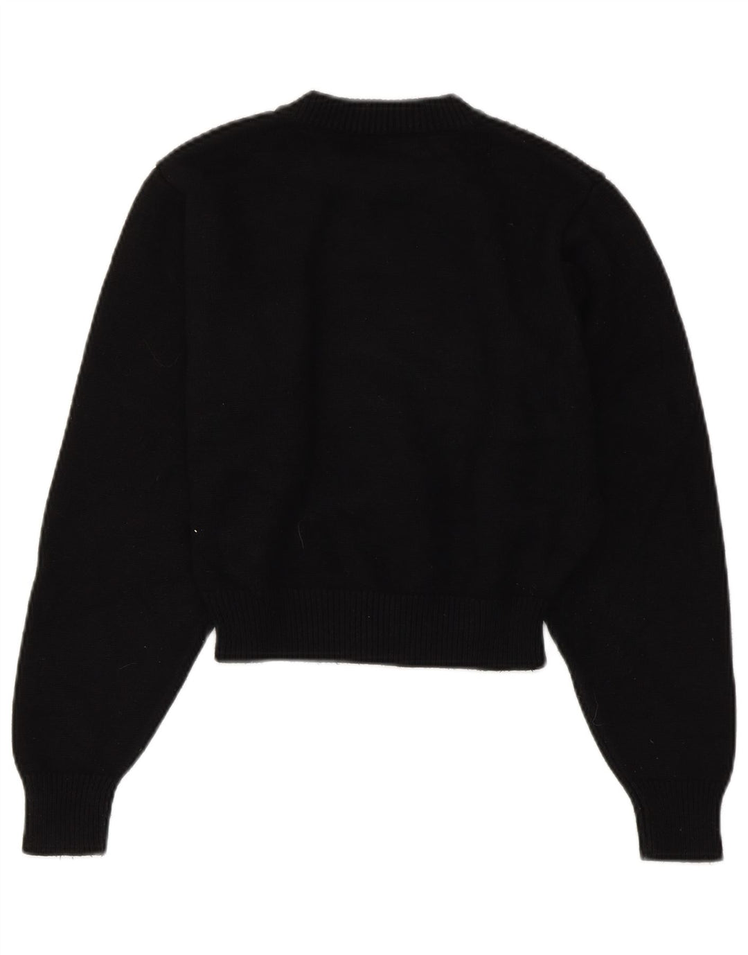 ZARA Mujer Crop Crew Neck Jumper Sweater UK 10 Small Viscosa Negra