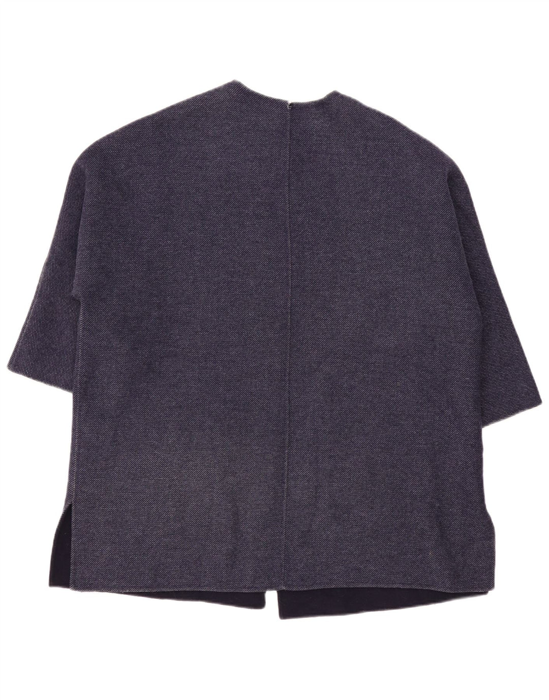 ZARA Womens Oversized 3/4 Sleeve Overcoat UK 10 Small Navy Blue Wool