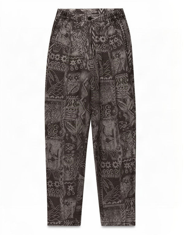 Pantalones cónicos con patrón abstracto vintage para mujer W24 L30 Gris