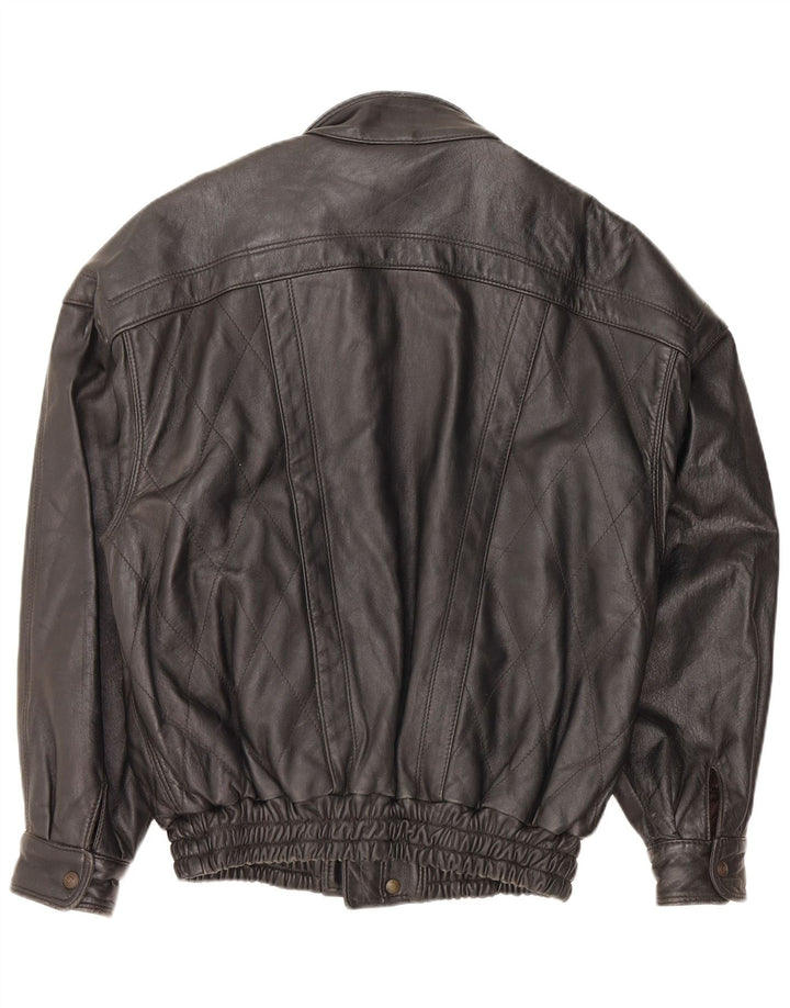 VINTAGE Chaqueta de cuero para hombre IT 50 Cuero negro grande