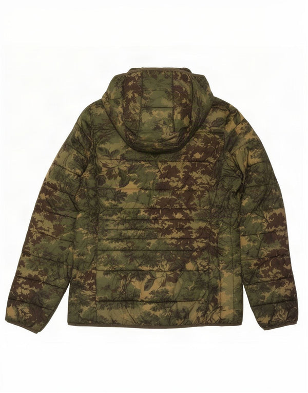 Abercrombie & Fitch Chaqueta acolchada con capucha para hombre Reino Unido 38 Camuflaje caqui mediano