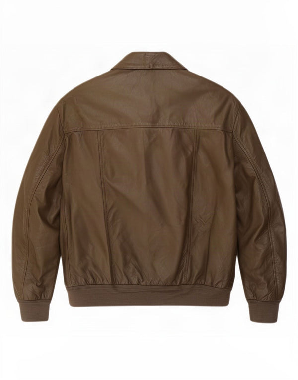 Vintage hombres bombardero chaqueta de cuero Reino Unido 42 XL Caqui