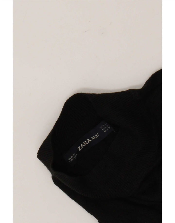 Zara Suéter tipo jersey con cuello alto y manga 3/4 para mujer UK 40 Medium Black