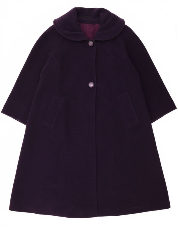 Vintage mujer abrigo de gran tamaño Reino Unido 14 lana virgen púrpura grande