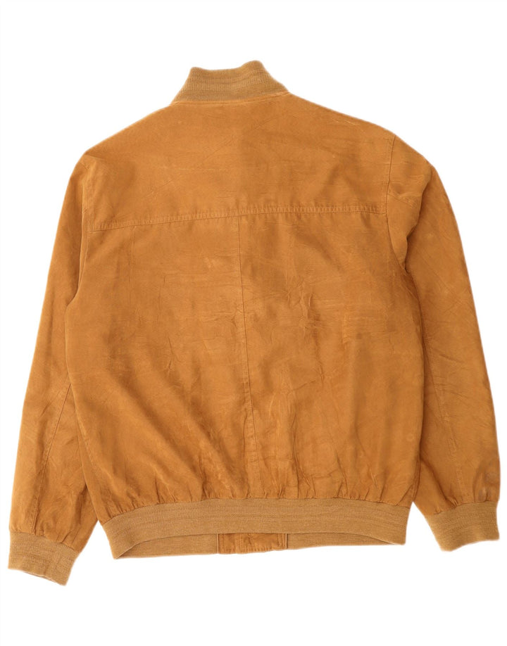 Vintage hombres bomber chaqueta Reino Unido 40 poliéster marrón grande