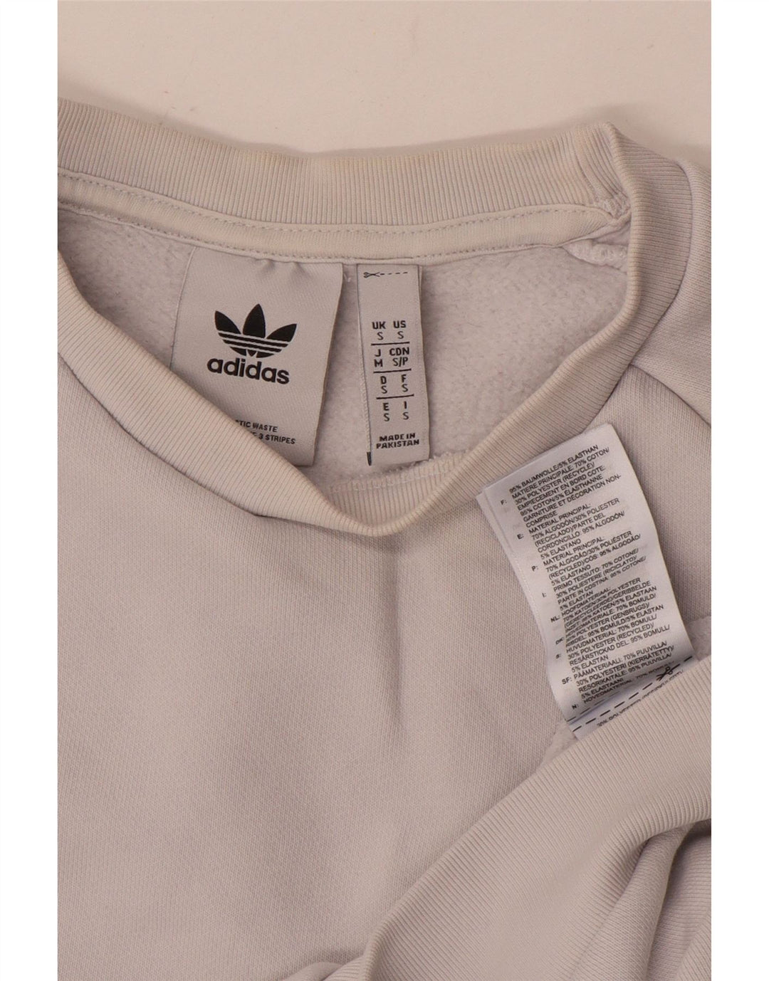 ADIDAS Hombre Sudadera Jumper Pequeño Algodón Blanco