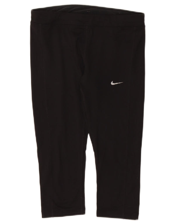 NIKE Leggings Capri Dri Fit para Mujer UK 12 Mediano Negro Poliéster