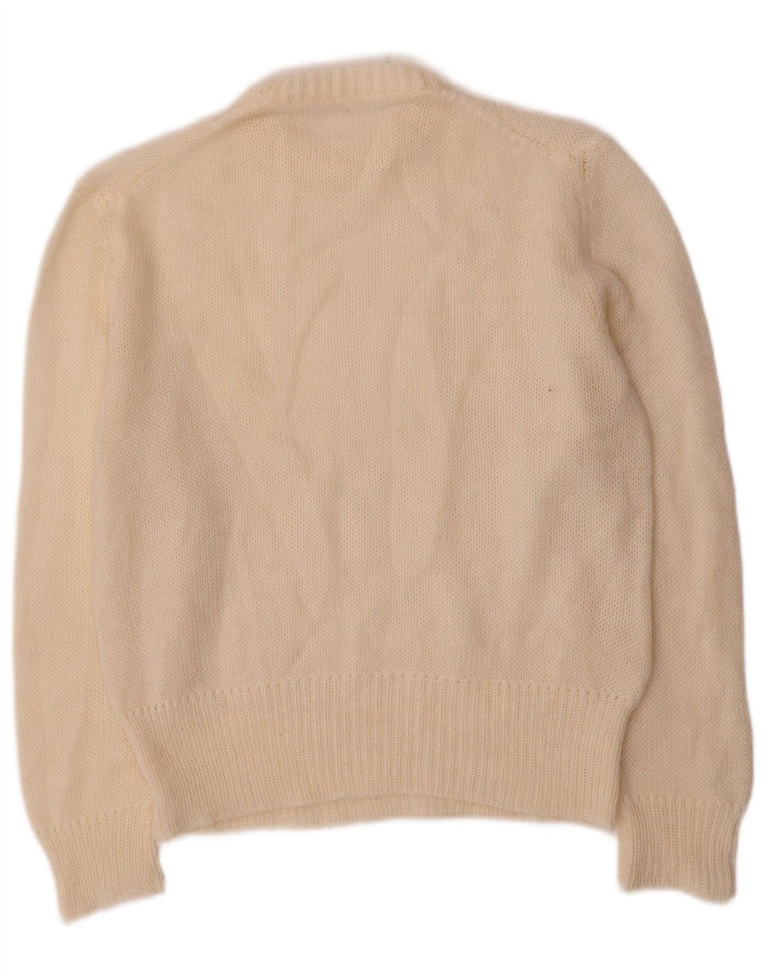 Vintage mujer cuello redondo jersey suéter Reino Unido 12 medio blanco apagado