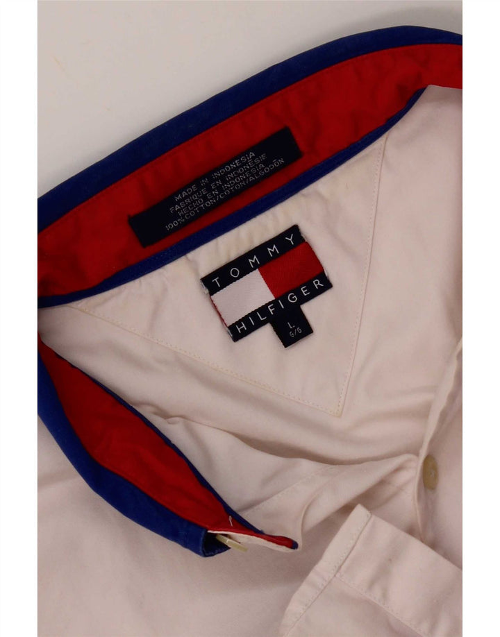 Camisa Tommy Hilfiger Hombre Grande Blanco Colorblock Algodón