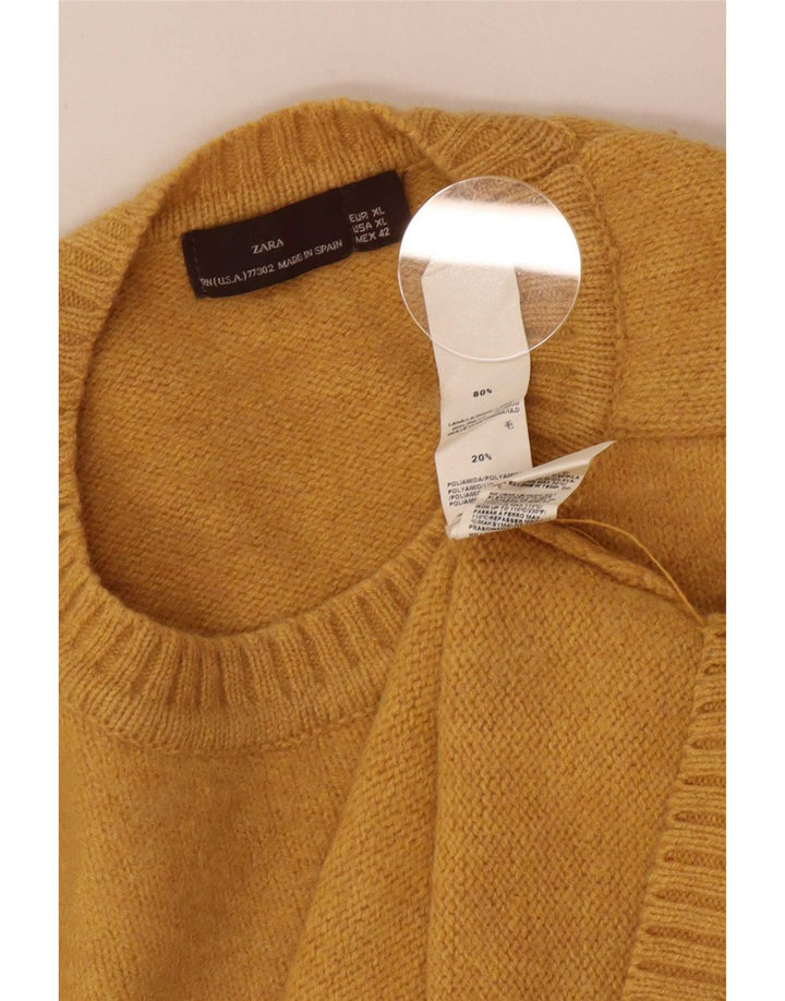 Zara Hombre Jersey Cuello Redondo Jersey XL Lana Amarilla