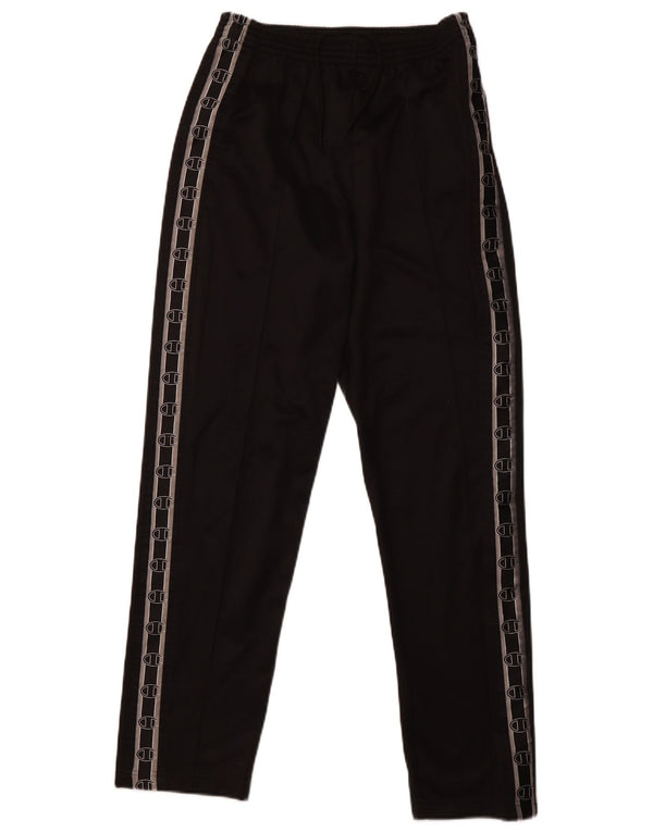CHAMPION Womens Graphic Tracksuit Trousers UK 12 Medium  Black Polyester