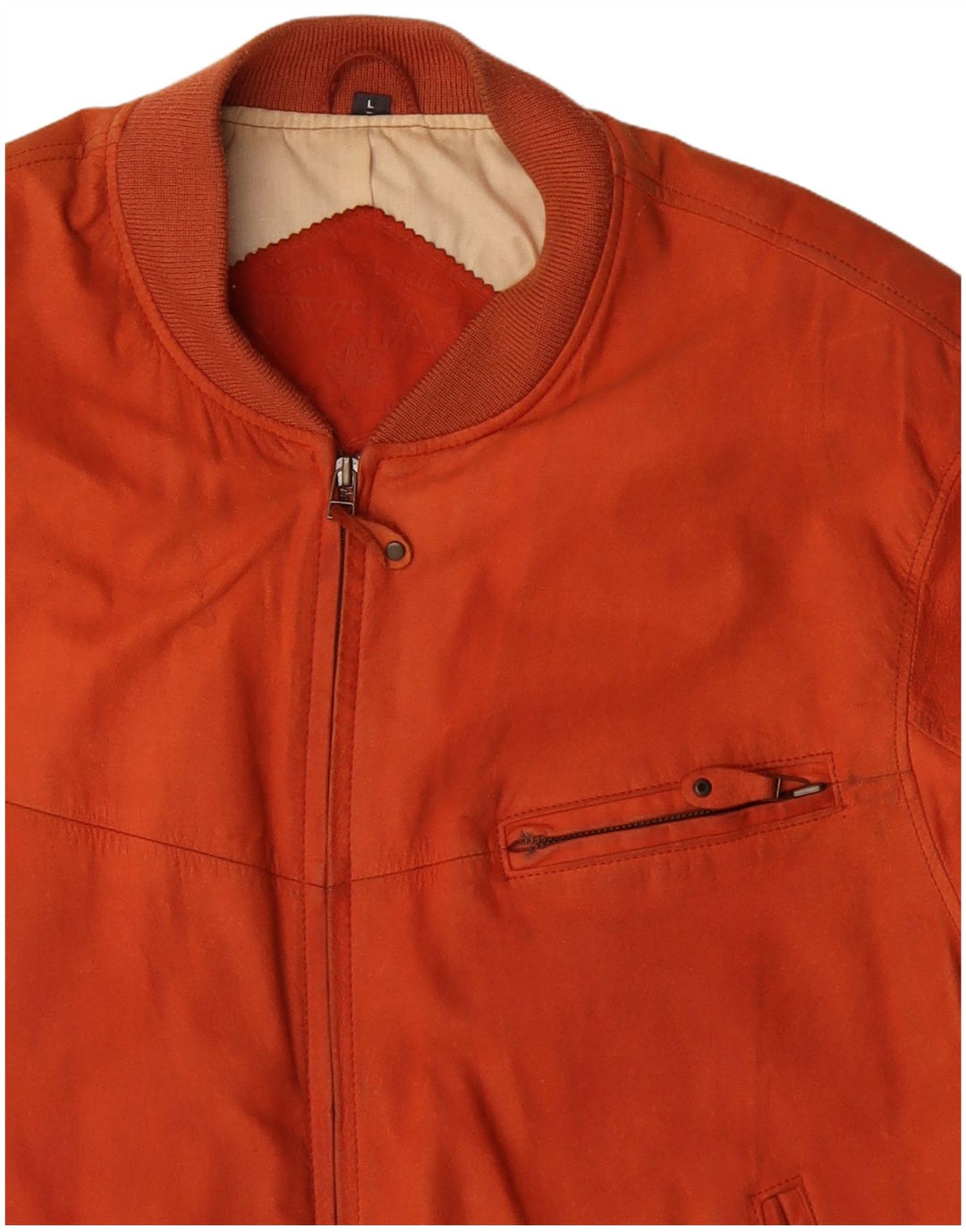 C&A Chaqueta bomber de cuero para hombre Reino Unido 40 Cuero naranja grande