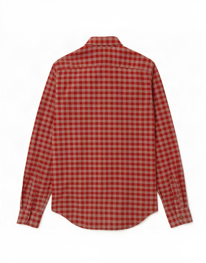 Zara Hombre Camisa Slim Fit Algodón Vichy Rojo Pequeño