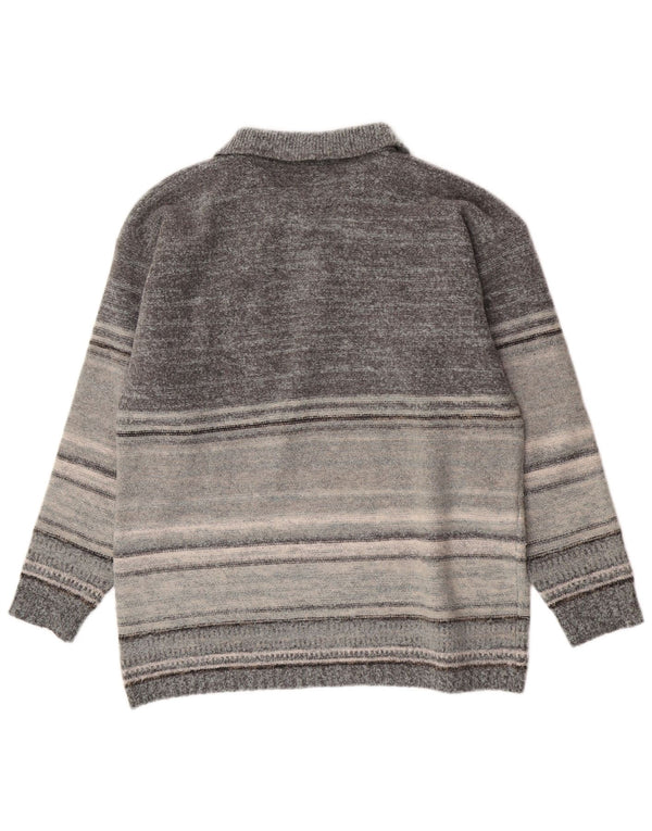 Kappa Hombre Polo Neck Jumper Sweater XL Gris Lana A Rayas