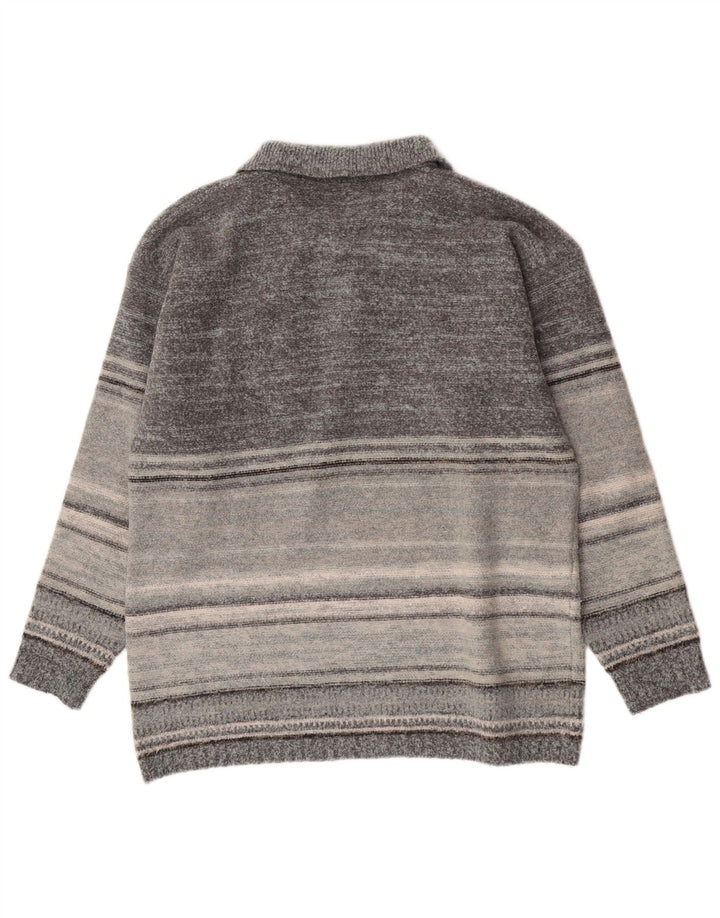 Kappa Hombre Polo Neck Jumper Sweater XL Gris Lana A Rayas