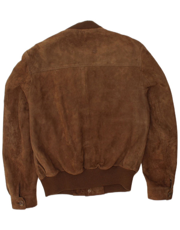 VINTAGE Chaqueta bomber de ante para hombre IT 44 XS Marrón