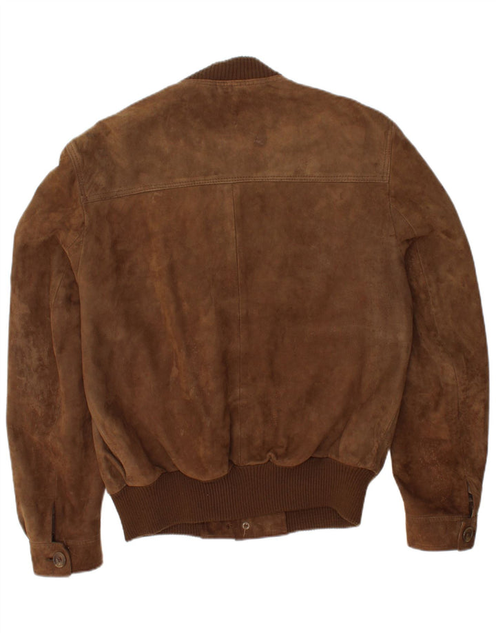 VINTAGE Chaqueta bomber de ante para hombre IT 44 XS Marrón