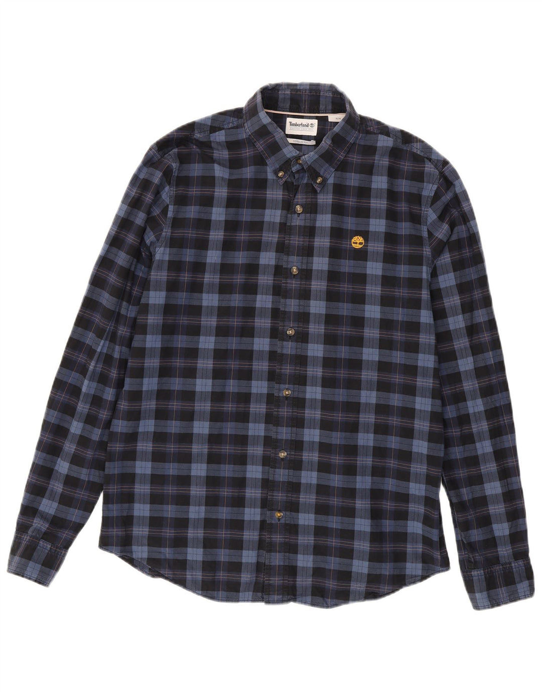 Camisa Timberland Hombre Regular Fit Algodón A Cuadros Azul Marino Medio