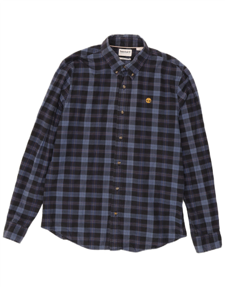 Camisa Timberland Hombre Regular Fit Algodón A Cuadros Azul Marino Medio