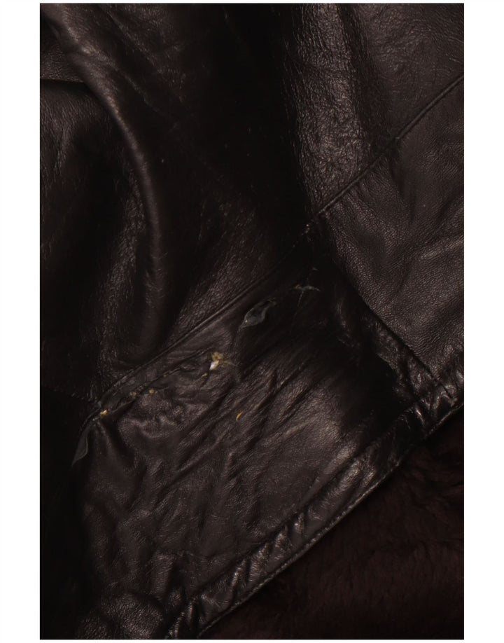 VINTAGE Hombres Doble Pecho Abrigo Reino Unido 40 Grande Negro