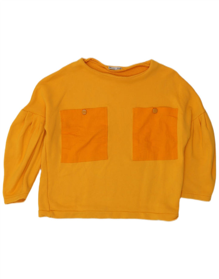 Zara Mujer Oversize Sudadera De Manga 3/4 Jersey UK 10 Small Amarillo