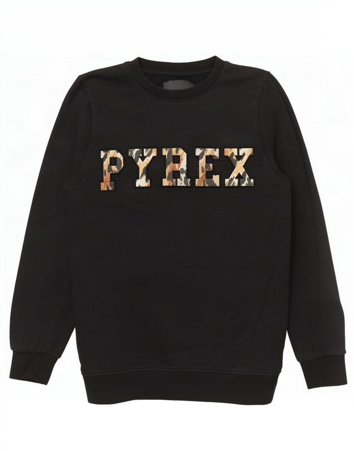 Pyrex Sudadera gráfica para mujer Jumper UK 6 XS Algodón negro