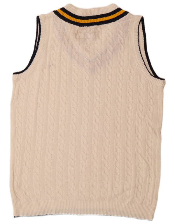 Vintage Mens Vest Tank Top Large White Striped Cotton