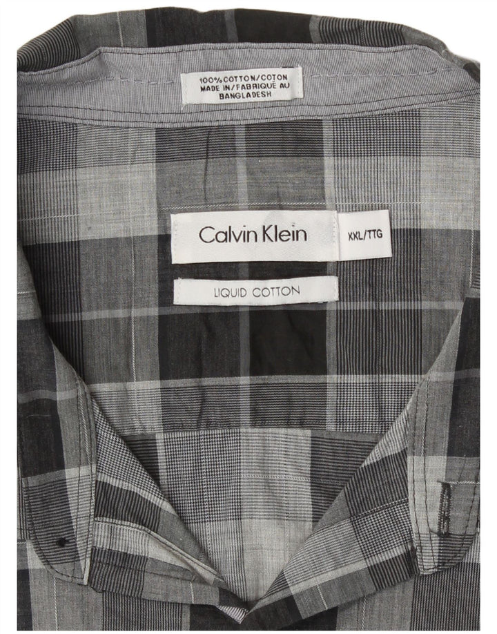 Calvin Klein Camisa para hombre 2XL Algodón a cuadros gris