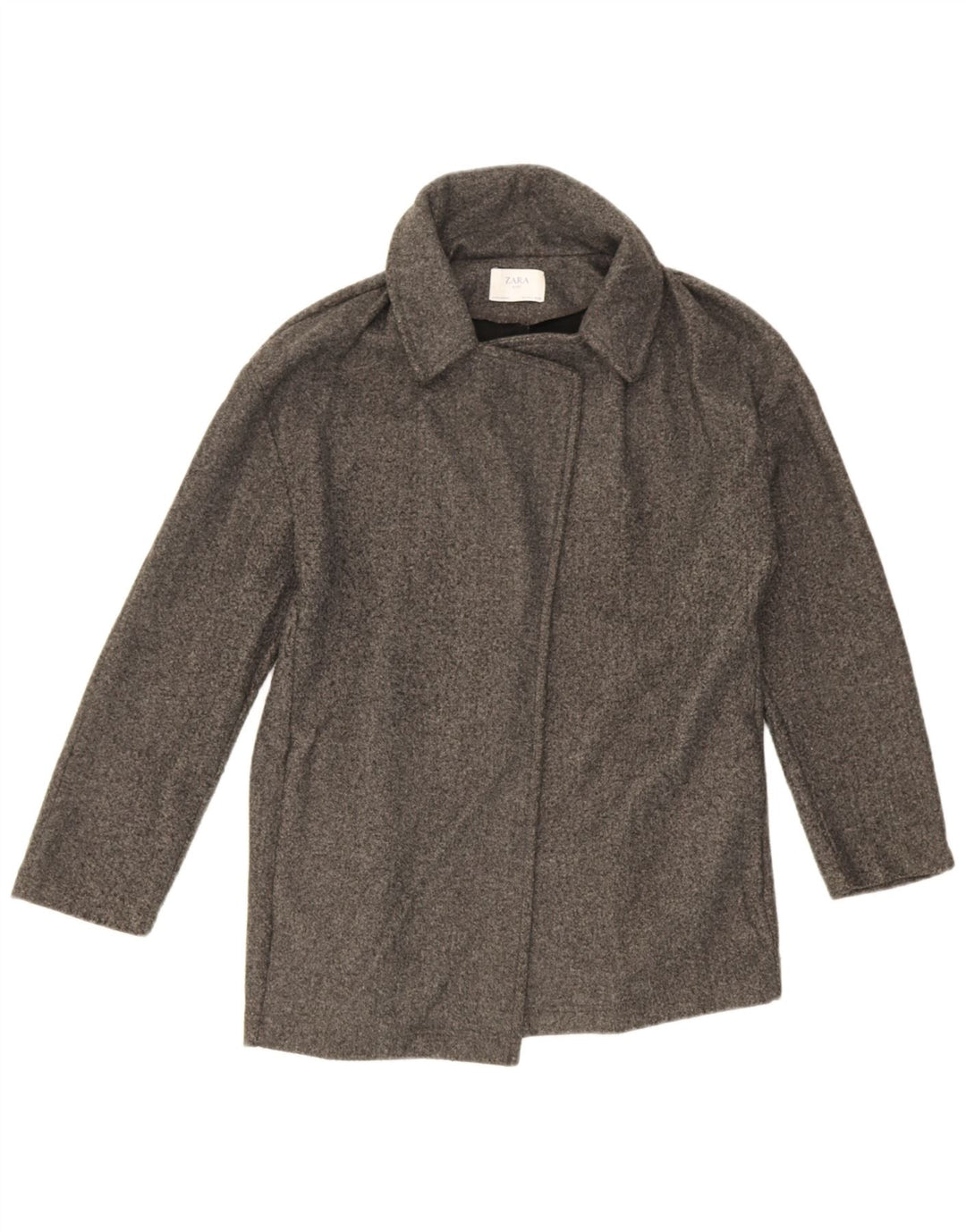 Zara Mujer Abrigo Extragrande UK 10 Pequeño Poliéster Gris