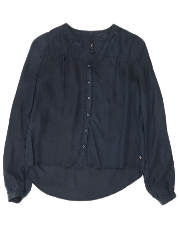 PEPE Jeans Blusa camisera extragrande para mujer UK 6 XS Seda azul marino