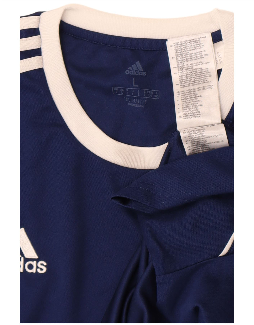Adidas Hombre Climalite Camiseta Top Grande Azul Marino Colorblock Poliéster