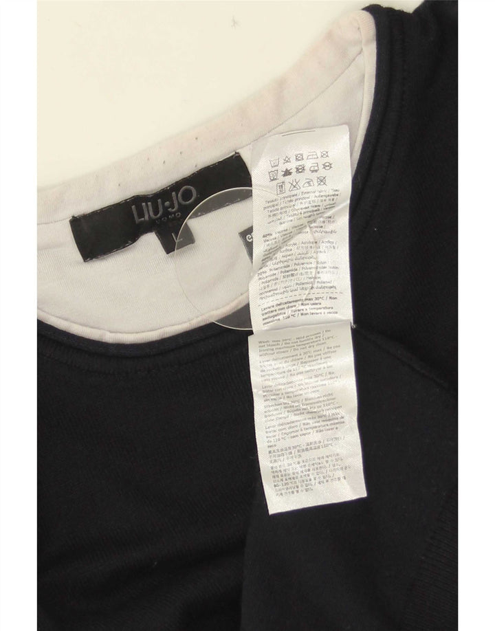 Liu Jo Jersey con cuello redondo para hombre, talla grande, viscosa, azul marino