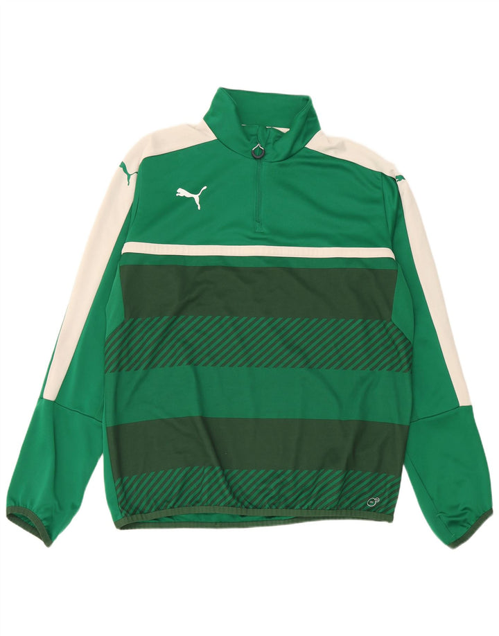 Puma Hombre Zip Neck Pullover Chándal Top XL Verde Colorblock Poliéster