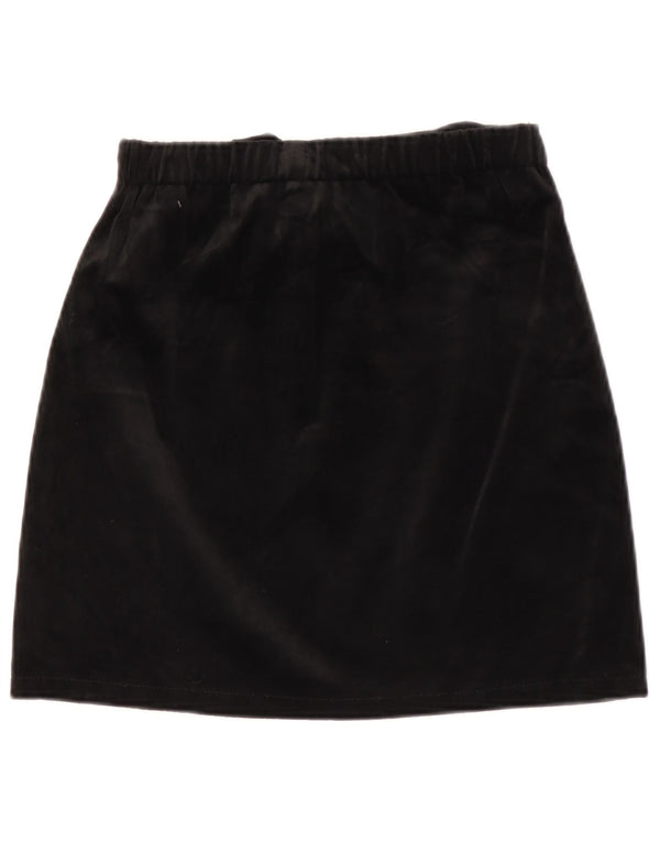 Vintage mujer terciopelo mini falda W26 pequeño negro
