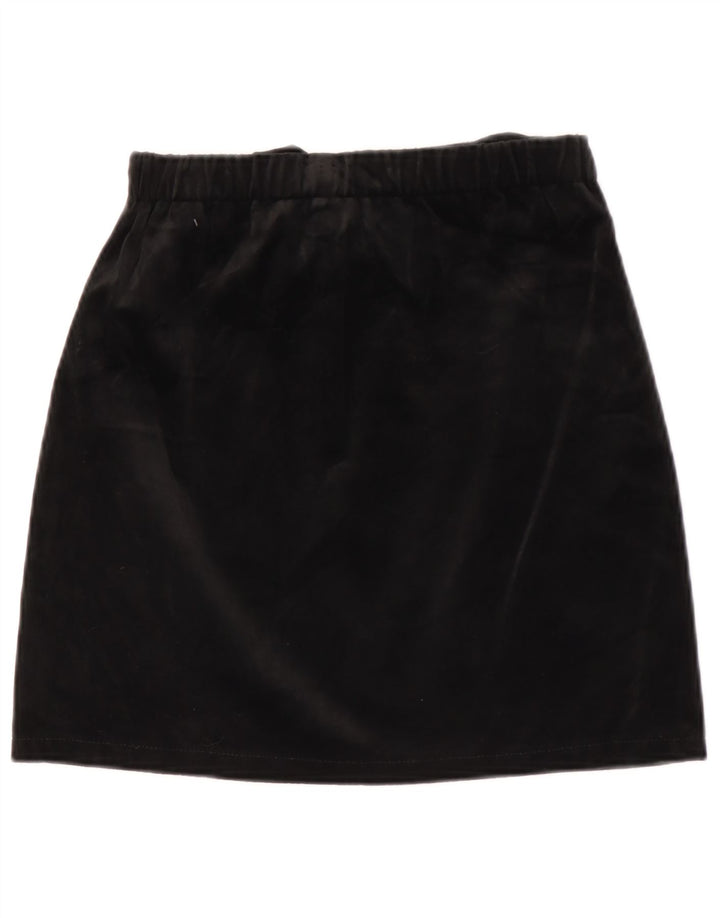 Vintage mujer terciopelo mini falda W26 pequeño negro