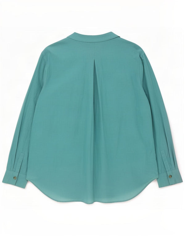 Massimo Dutti Blusa Camisera Oversize Mujer EU 40 Medio Turquesa Algodón
