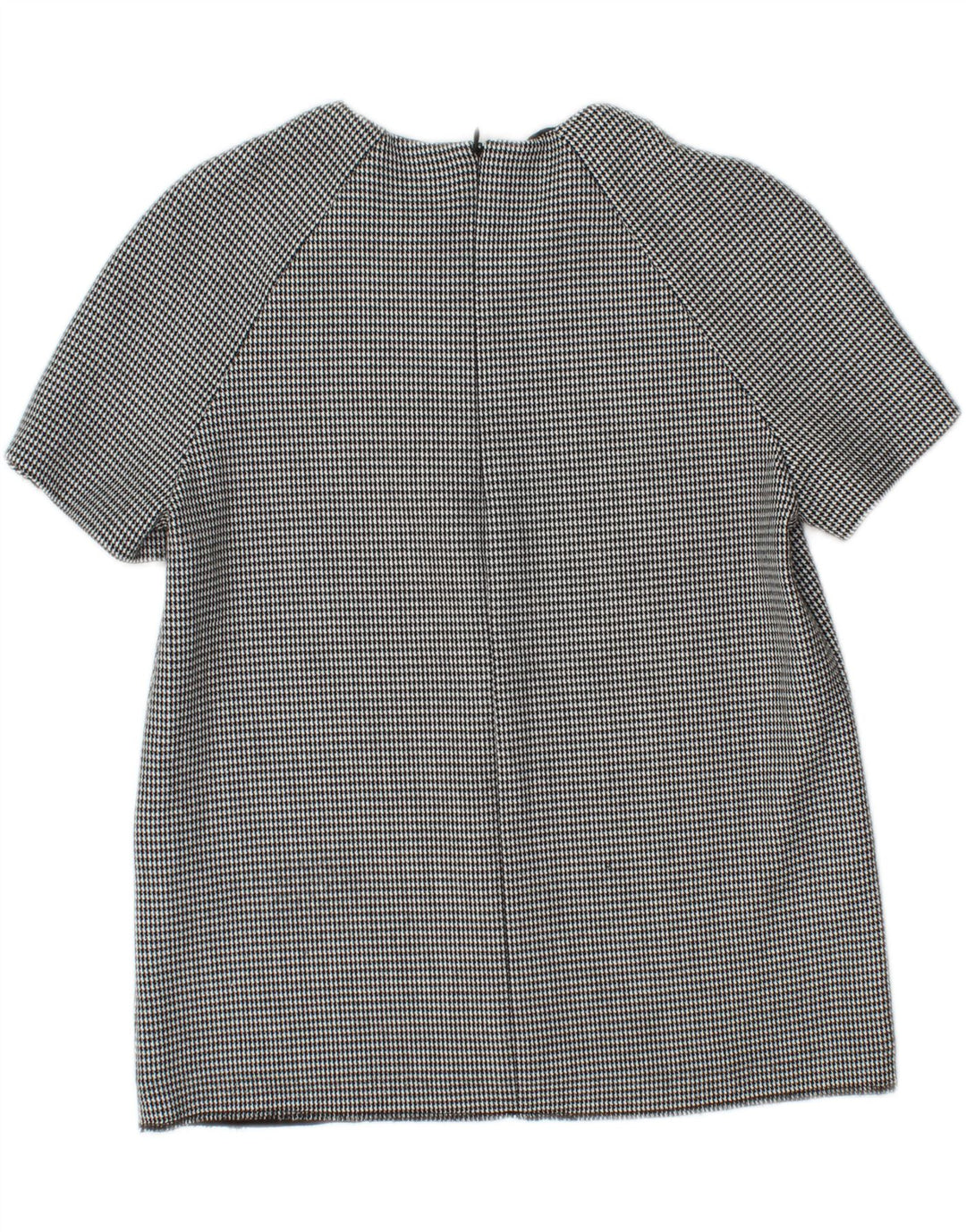 Zara Mujer Blusa Camisera De Manga Corta UK 42 Medium Grey Houndstooth