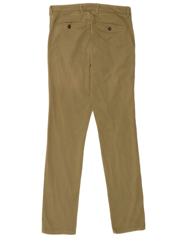 Benetton Pantalón Chino Slim Para Mujer IT 46 Large W32 L33 Algodón Caqui
