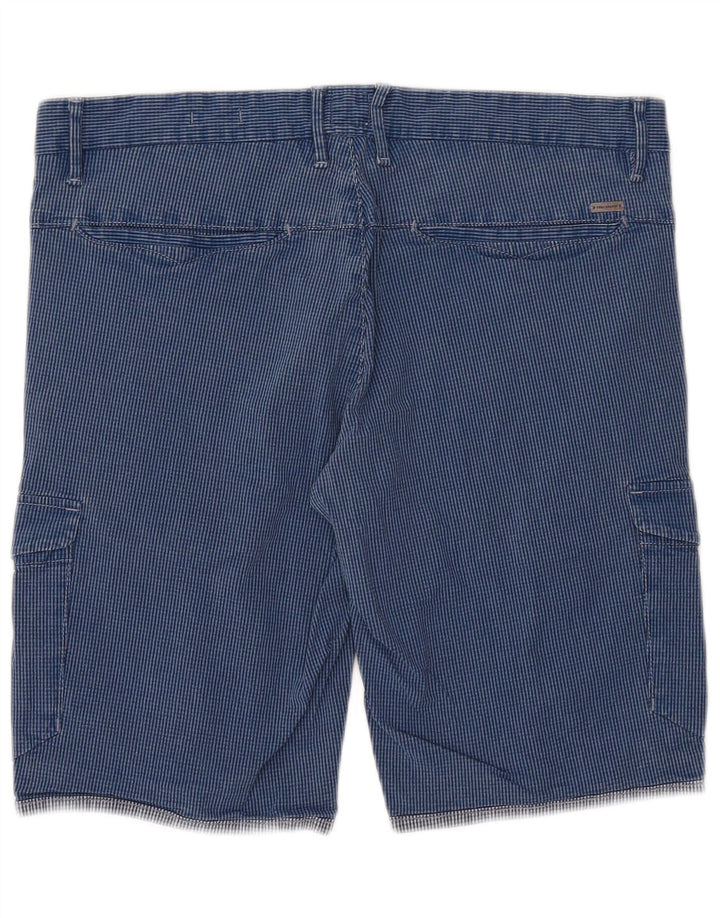 Hugo Boss Pantalones cortos cargo para hombre EU 48 Medium W34 Algodón a cuadros azul