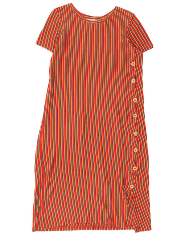 Zara Mujer Trafaluc Vestido Recto UK 44 Mediano Algodón A Rayas Rojo